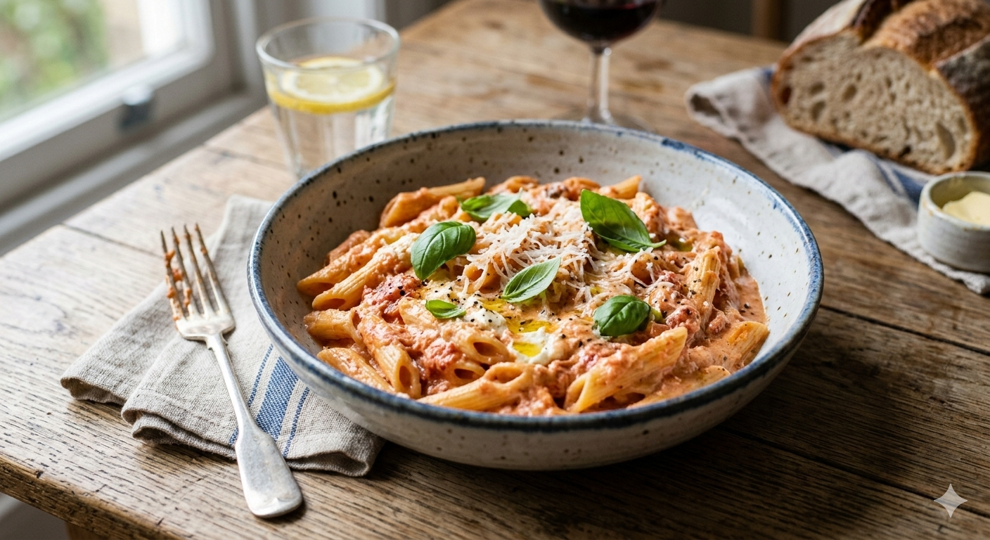 Cremet pastaret med tomat og mascarpone